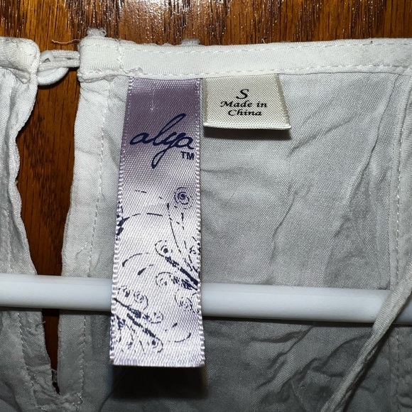 Ayla White Halter Blouse Polka Dot Sheer Chiffon Tulle Ruffle Swiss Size S - Picture 3 of 4